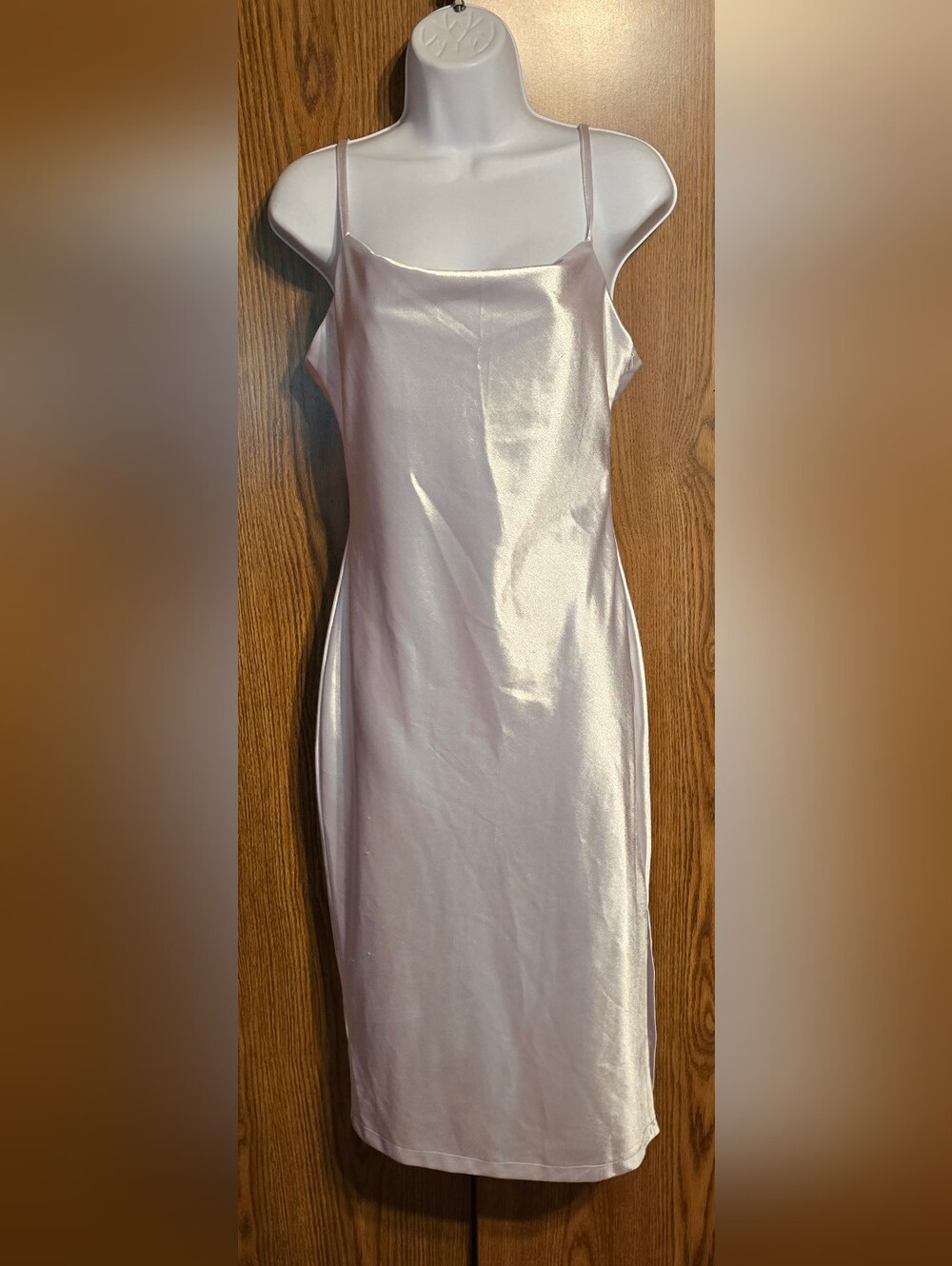 Satin Cap-Sleeve Sheath Dress in Pale Blush